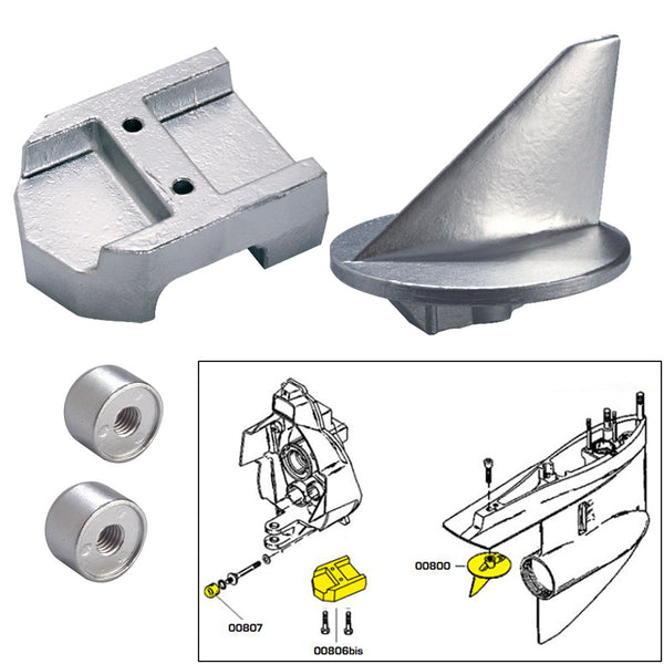 Tecnoseal Anode Kit w/Hardware - Mercury Alpha 1 Gen 1 - Zinc [20800]