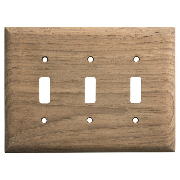 Whitecap Teak 3-Toggle Switch/Receptacle Cover Plate [60179]